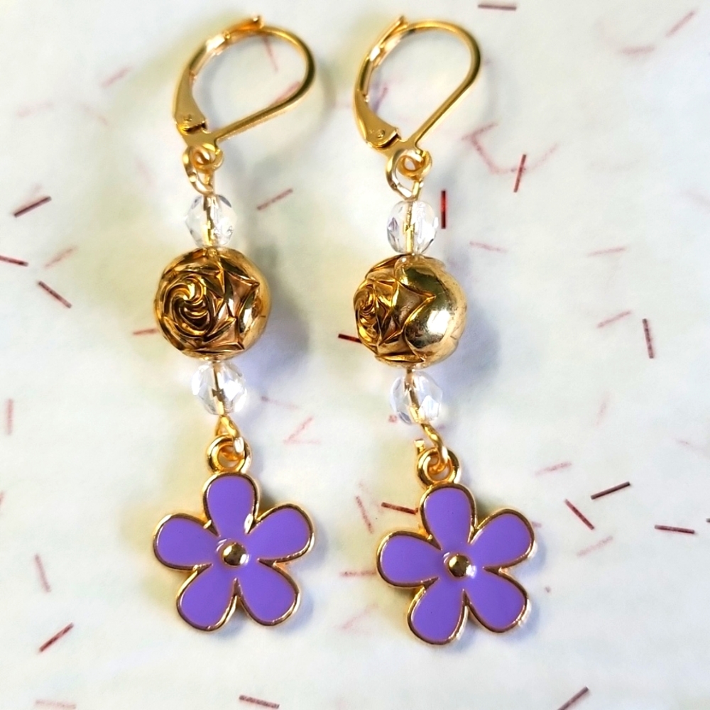 Purple Flower Earrings!